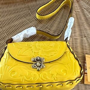 NEW Patricia Nash Lucia Yellow Rose Tooled Floral Micaela TAGS DUST BAG